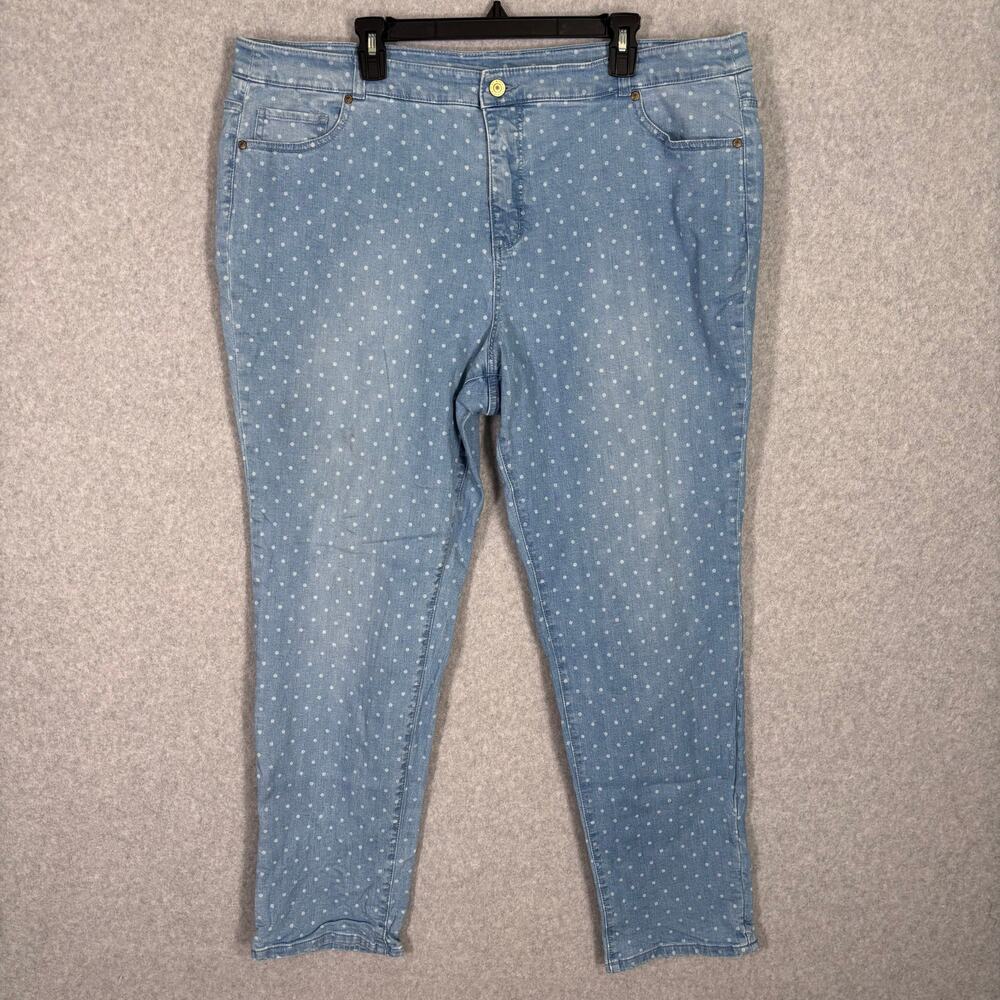 Isaac Mizrahi Live Jeans 22 Polka Dot Ankle Stretch‎ High Rise Classic Casual